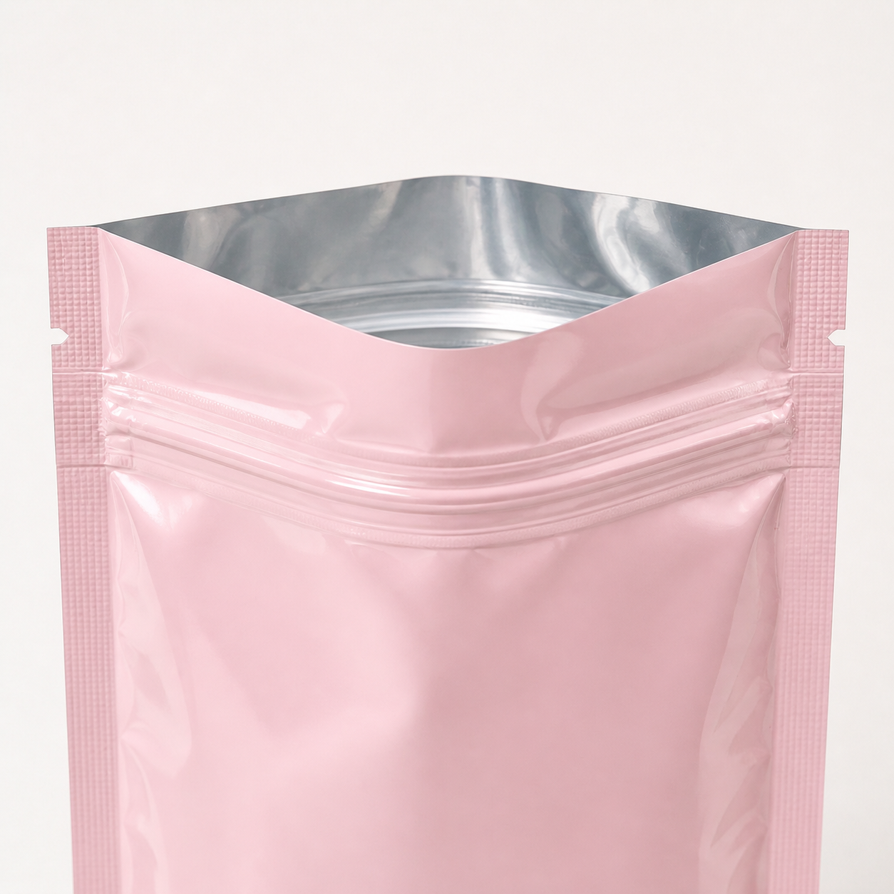 Close-up of a press-to-close resealable zipper