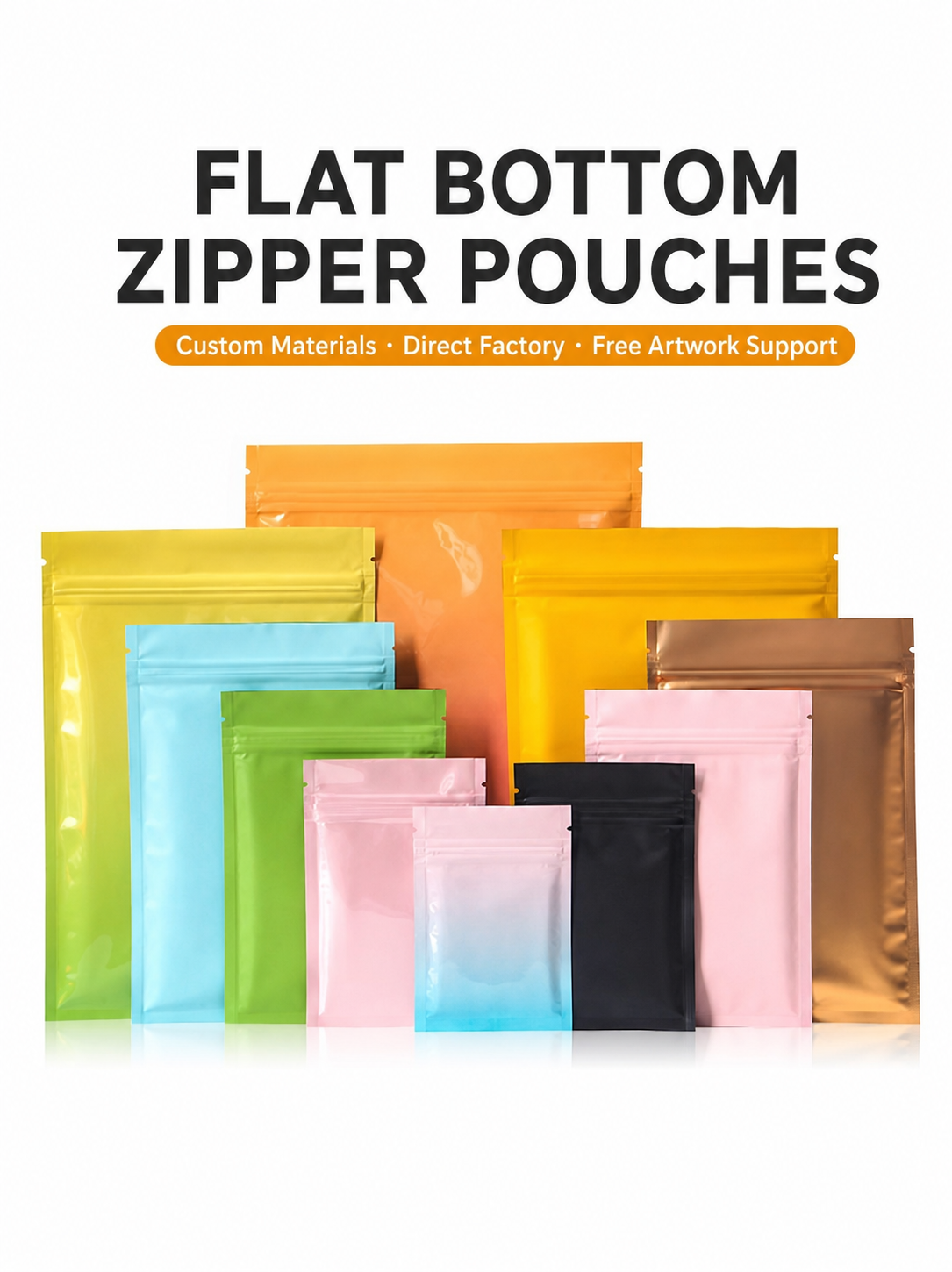 Colored resealable flat pouches